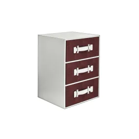 Braid Cassettiera in ecopelle, avorio/rosso