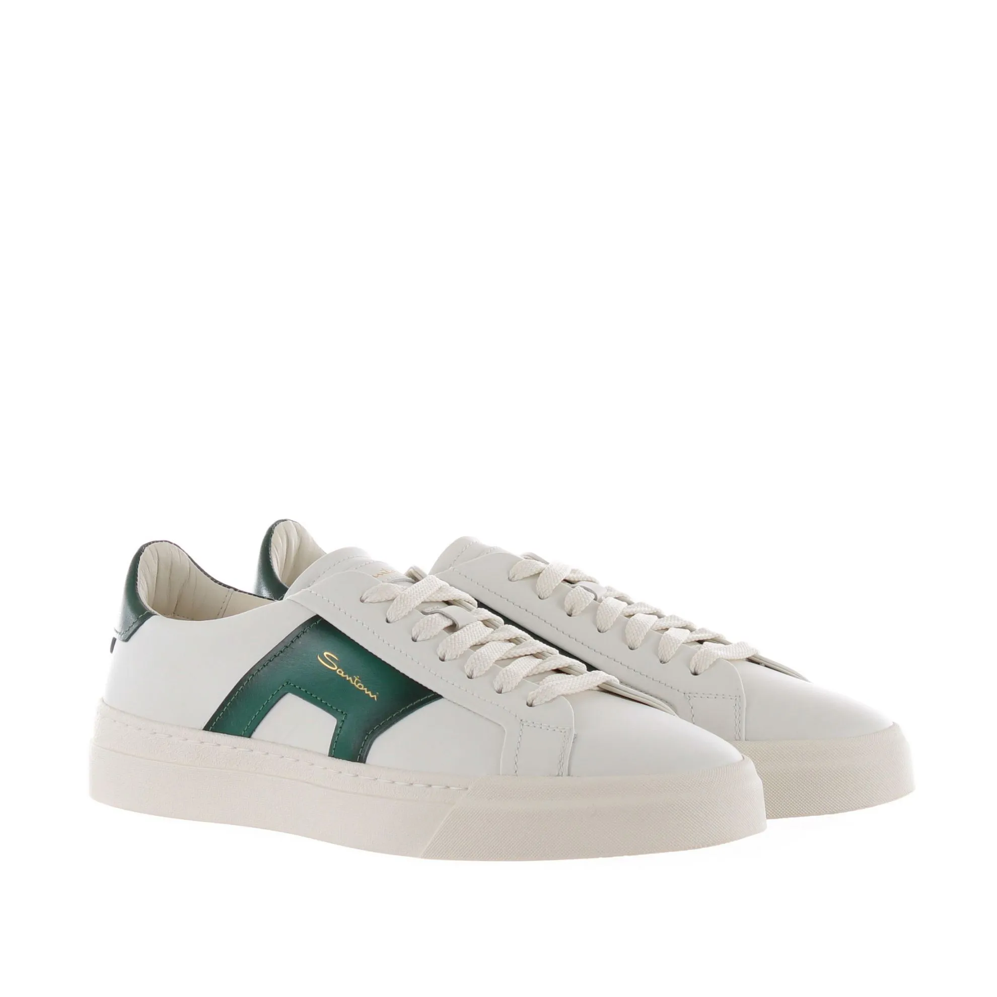 Double buckle sneaker in pelle
