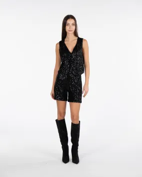 Gilet in paillettes - NERO