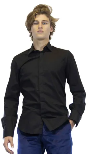 Manuel Ritz Camicia uomo  evening nera in cotone.