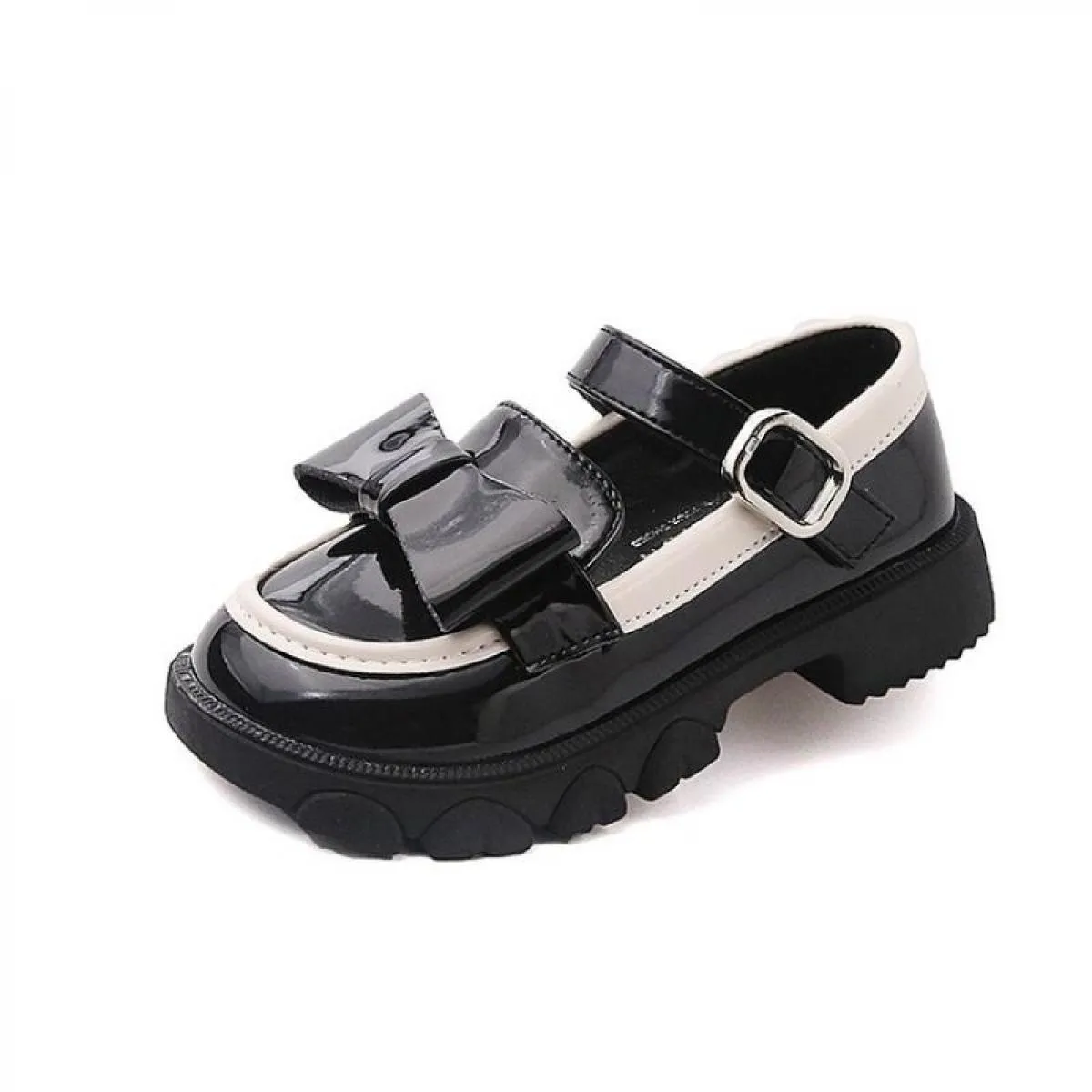 Scarpe per bambini stile Inghilterra in pelle verniciata lucida Ragazze 2022 nuovi arrivi Scarpe casual con plateau bordate per