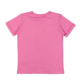 T-Shirt Rosa Con Stella Multicolor E Frange